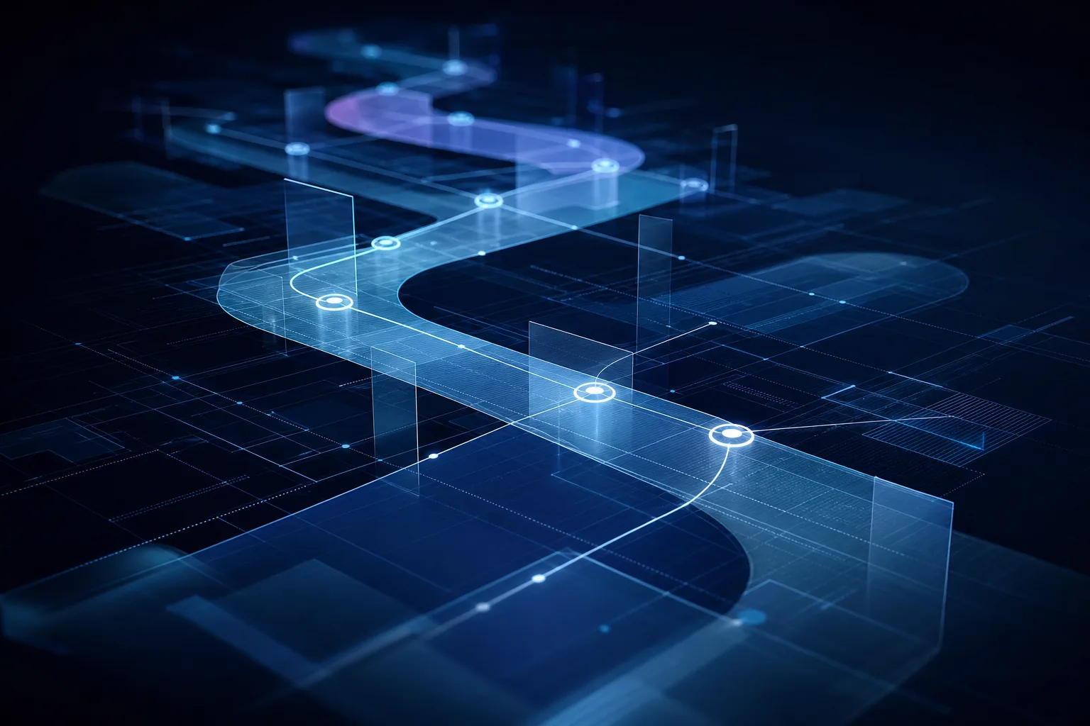 Digitale Roadmap mit verbundenen Projektmeilensteinen