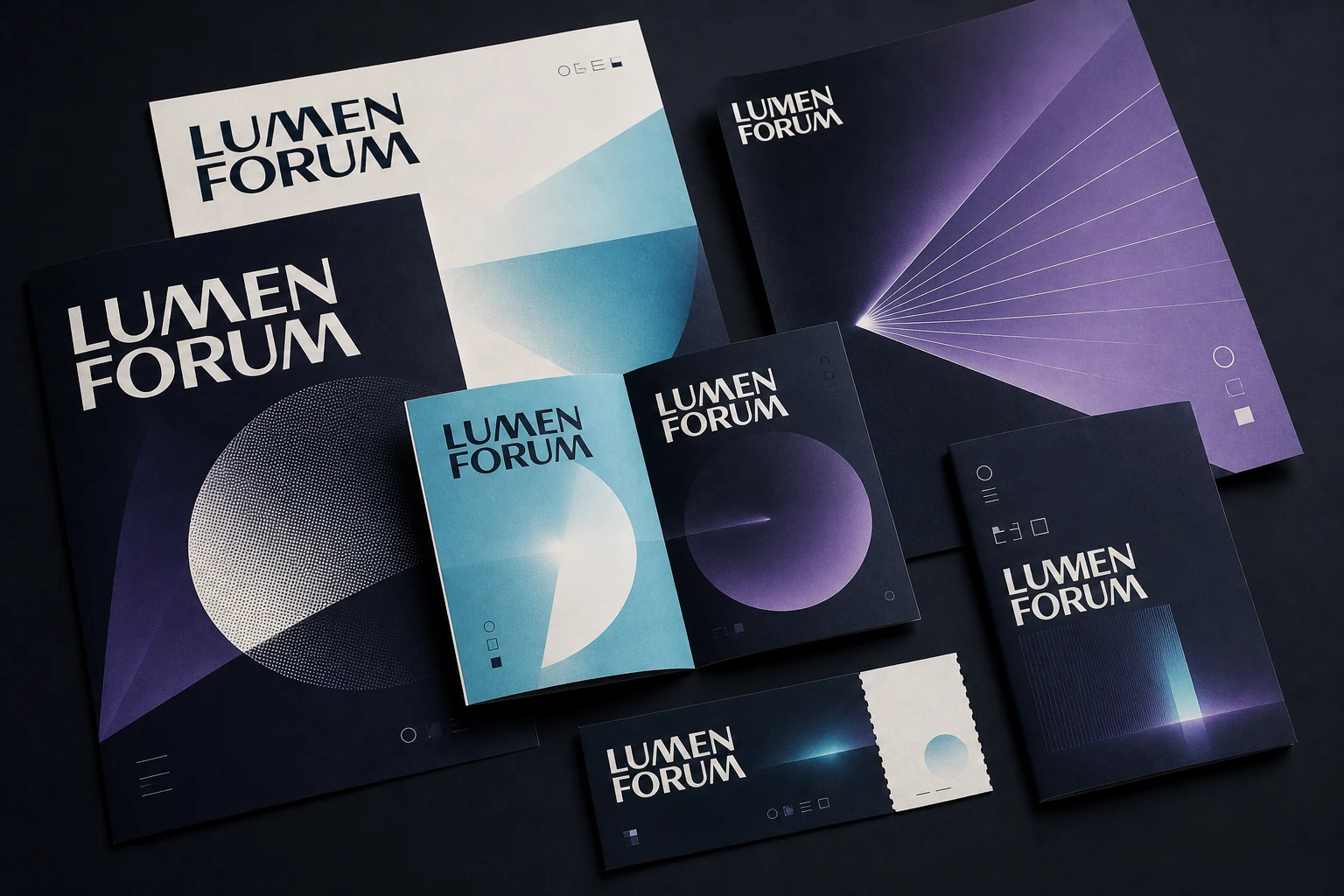 Fiktive Plakat-, Broschüren- und Ticketserie für das LUMEN FORUM
